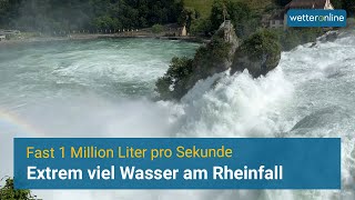 Spektakuläre Aufnahmen  Extrem viel Wasser im Rheinfall [upl. by Sumaes]