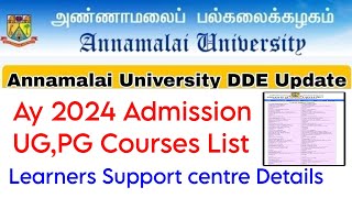 Annamalai University CDOE AY 2024 Admission Courses List Study Centres List👍 [upl. by Abba509]