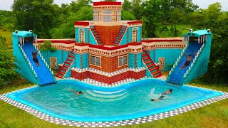 Full Video Building Villa House Twine Water Slide amp Design Swimming Pool For Entertainment Place [upl. by Airekahs]