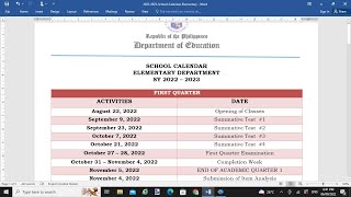 SCHOOL ELEMENTARY CALENDAR for 2022 TO 2023 [upl. by Follmer871]