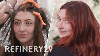 Dying My Hair Red With The Foilyage Technique  Hair Me Out  Refinery29 [upl. by Introc]