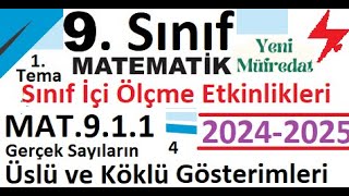 9 Sınıf Matematik  2024 2025  Sınıf İçi Ölçme Etkinlikleri  1 Tema  Sayılar  MAT911 [upl. by Boris]