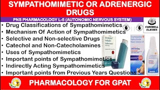 Sympathetic or Adrenergic Drugs PNS Pharmacology L5 Carewell Pharma Carewell Classes [upl. by Airec]