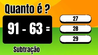 QUIZ MATEMÁTICA SUBTRAÇÃO  será que você realmente é bom em matemática  subtração matemática [upl. by Procter]