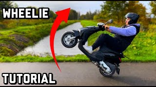 🤓WHEELIE TUTORIAL MET EEN 4T ZIP 156 [upl. by Nonna20]