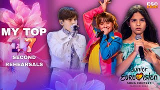 JUNIOR EUROVISION 2024  SECOND REHEARSALS  MY TOP 17 [upl. by Bern]