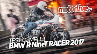 BMW R NineT RACER 1200  TEST COMPLET  SUBTITLES [upl. by Llenehs]