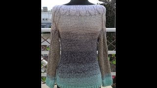 Gehaekelter Pullover mit Blattmuster Teil 1 [upl. by Donni]