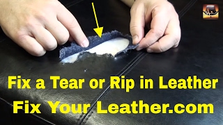 LEATHER TEAR REPAIR  LARGE TEAR in BYCAST LEATHER [upl. by Eram]