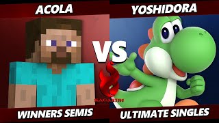 Kagaribi 10 Top 8  Acola Steve Vs Yoshidora Yoshi Smash Ultimate  SSBU [upl. by Drapehs]