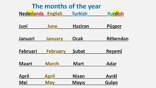 The months of the year De maanden van het jaar  Nederlands  English Kurdish  Turkish [upl. by Ahsile]