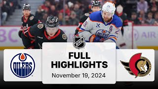 NHL Highlights  Oilers vs Senators  November 19 2024 [upl. by Ransome]