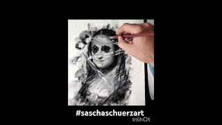 Draw realistic Mona Lisa Charcoal Portrait drawing to a modern abstract Oil painting drawing art [upl. by Ojillib]