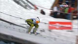 Jurij Tepes  Planica 2013  Training  80m  Dangerous Fall  And Helmet Camera [upl. by Elyl]