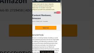 Amazon hiring for Content Reviewer  jobs jobcareer [upl. by Ver922]