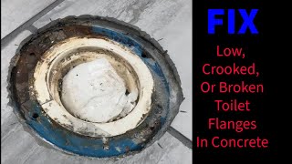 Fixing a Low Crooked or Broken Toilet Flange  OneNDone Toilet Flange Repair Kit Guide [upl. by Erdnassak669]