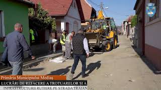 Lucrări de refacere a trotuarelor și a infrastructurii rutiere pe strada Traian [upl. by Lachlan]