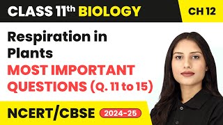 Respiration in Plants  Most Important Questions Q 11 to 15  Class 11 Biology Chapter 12  CBSE [upl. by Lincoln]