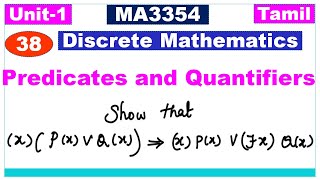 Discrete Mathematics  MA3354  Unit 1Logic amp Proofs  Predicates and Quantifiers Problem in Tamil [upl. by Ernie663]