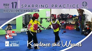 Kaydence and Wyanet Taekwondo Sparring Practice  20240517 EB NAXE [upl. by Llehcal]