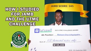 Raheem David Scored 345 In 2023 UTME And Took Third Place In 2023 UTME Challenge [upl. by Swane]