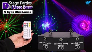 FX002  9 Eyes RGB Laser Projector DMX Strobe for DJ Disco amp Stage Parties [upl. by Silloc]