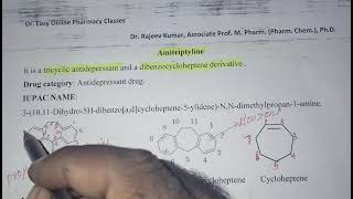 Amitriptyline Antidepressant drug B Pharm DPharm first year Pharmaceutical Chemistry BTE Lucknow [upl. by Hayotal]