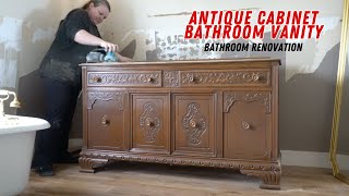 Transforming a 1920s cabinet into a dreamy BATHROOM VANITY first step painting the cabinet [upl. by Aivital]