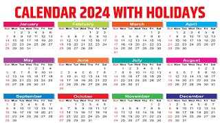 Calendar 2024 with Holidays  Kalendar 2024  Hindu festival with holidays 2024  2024 Ka Calendar [upl. by Acillegna]