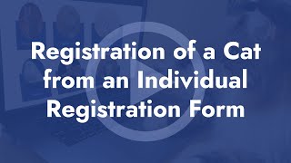 Registration of a Cat from an Individual Registration Form [upl. by Dorej]