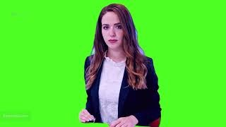 Pretty Tv News Reporter Broadcasting Green Screen for Video Chroma Key [upl. by Akcired]