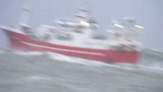 Pelagic Trawler Western Viking leaving a rough Peterheadmpg [upl. by Ahseikram]