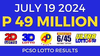 Lotto Result Today 9pm July 19 2024  PCSO Complete [upl. by Aleakam]