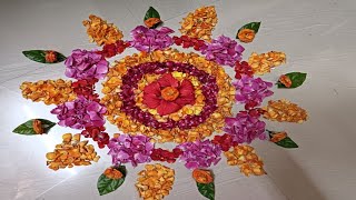 Rose petals rangoliroja poo rangoli flower rangoli designs [upl. by Eardnoed472]