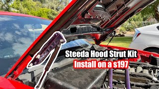 2013 Mustang GT Steeda Hood Strut Install BEST MOD FOR A MUSTANG [upl. by Iznil40]