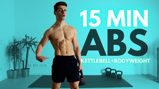 Kettlebell ABS Workout  15 minute No Repeat Sixpack [upl. by Henden]