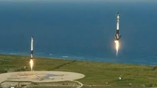 SpaceX Lands All 3 Falcon Heavy Boosters for the First Time [upl. by Sherwynd]