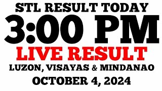 STL Result Today 3PM Draw October 4 2024 STL Luzon Visayas and Mindanao LIVE Result [upl. by Cimah132]