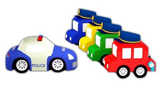 4 carros coloridos e os carros de polícia Desenho animado infantil Desenhos animados em português [upl. by Gans]