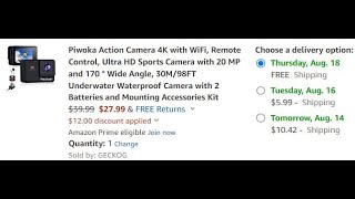 Piwoka 4K budget action camera review cheapest amazon cam with external mic option wifi remote app [upl. by Wobniar]