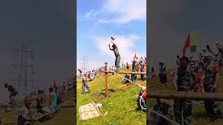 Wooden pile driving process of with a sledgehammer to reinforce embankments [upl. by Leor]