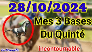 Pronostics PMU Mes 3 bases incontournable LUNDI 28 OCTOBRE 2024 CHANTILLY [upl. by Giaimo]