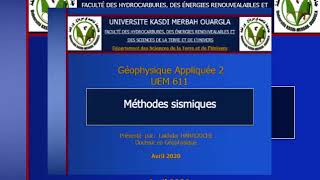 METHODES SISMIQUES [upl. by Elohcin]