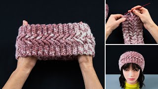 Easy crochet headband step by step tutorial [upl. by Lavona411]