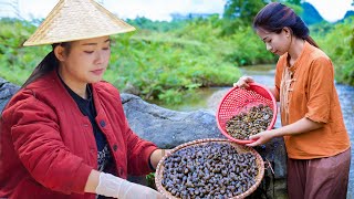 Dianxi Xiaoge is awesome  Catching snails to cook vermicelli soup for dinner with villagers [upl. by Suu]