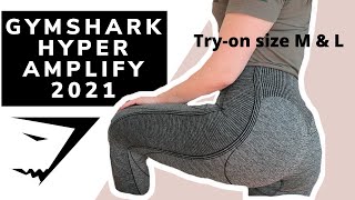 GYMSHARK HYPER AMPLIFY LEGGINGS REVIEW 2021  Sizing  Tryon size Medium amp Large  Curvy fit [upl. by Ena]