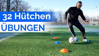 So verbesserst du alleine deine Technik   32 Hütchen Fußball Übungen [upl. by Vernita]