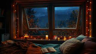 Autumn Cabin Rain  Open Windows amp Sleeping Cat  Evening Ambience [upl. by Carrew]