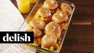 Bagel Breakfast Sliders  Delish [upl. by Tutto]