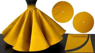 DOUBLE CIRCLE SKIRT ⭐️ Umbrella skirt cutting and stitching in VERY EASY way [upl. by Yelsha588]